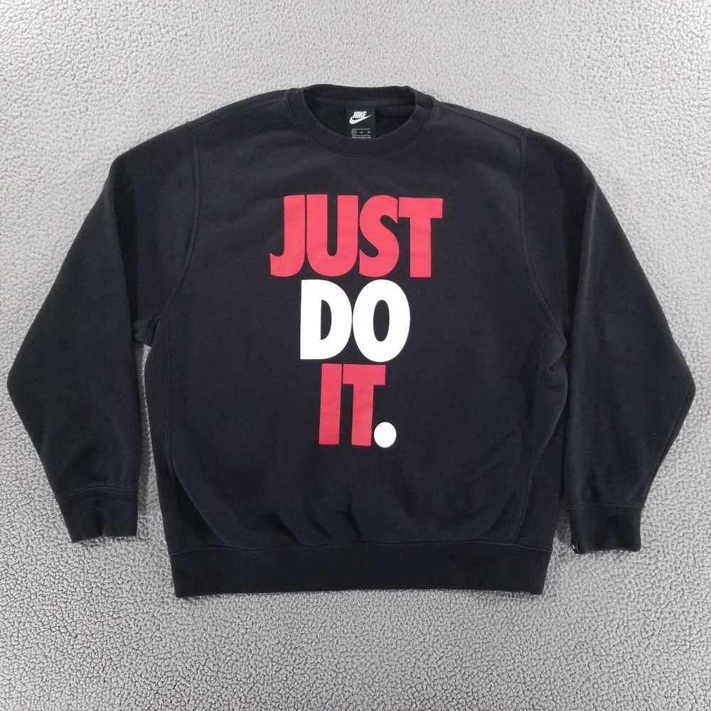 Nike Sweatshirt Mens XL Black Sportswear Just Do It Crewneck Pullover Graphic